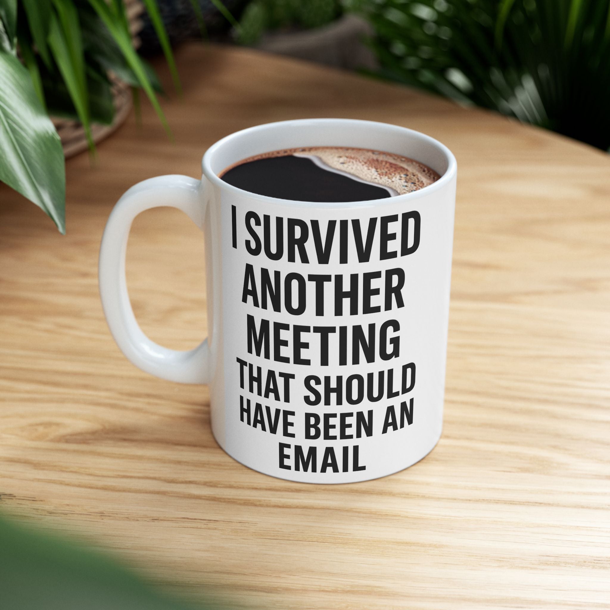 Meeting Survival Ceramic Coffee Mug for Coffee Lovers, Gift for Friends, Funny Mug, 11oz or 15oz, Perfect for Birthdays, Office