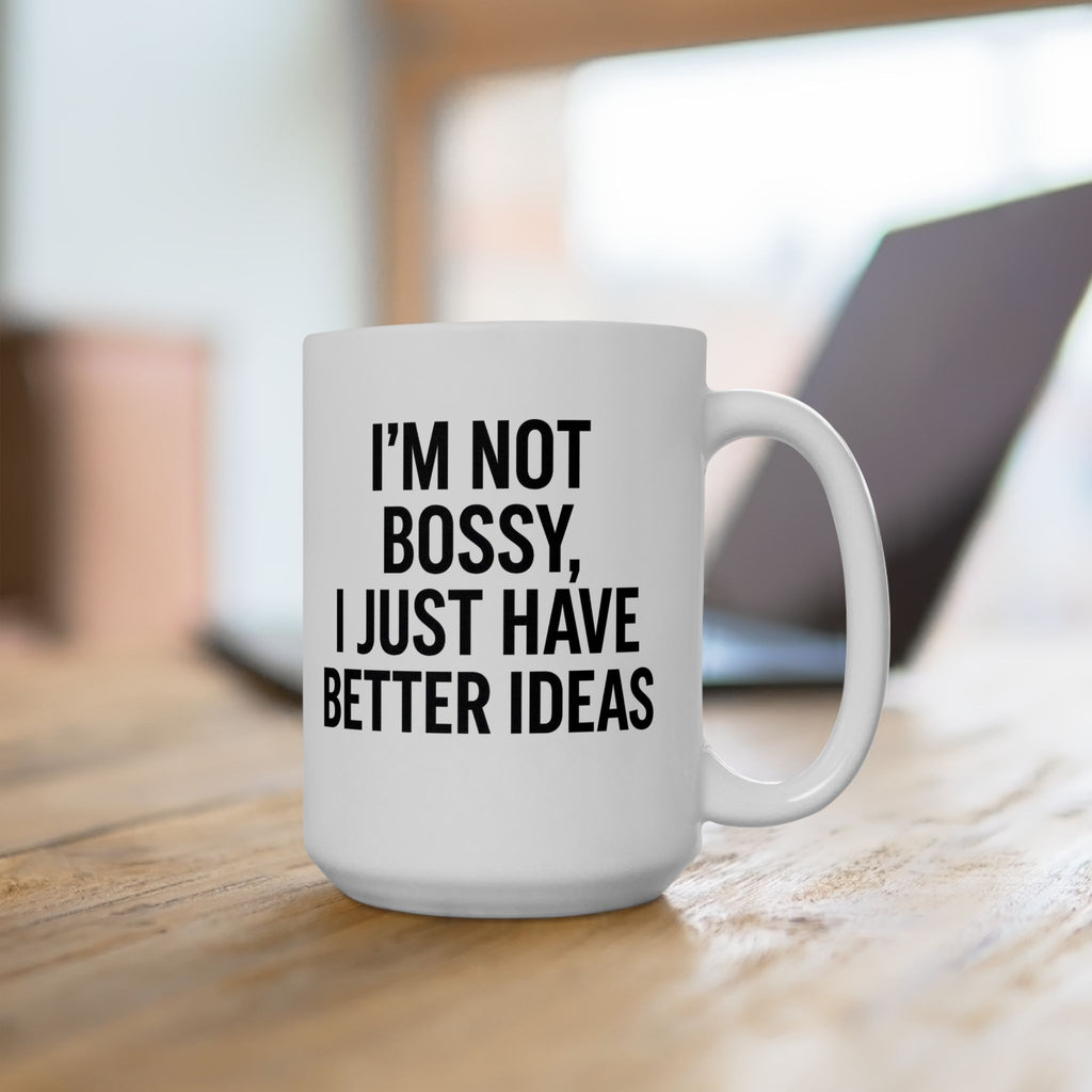 Not Bossy Ceramic Mug, Inspirational Coffee Cup, Gift for Writers, Motivational Drinkware, Idea Notebook Companion
