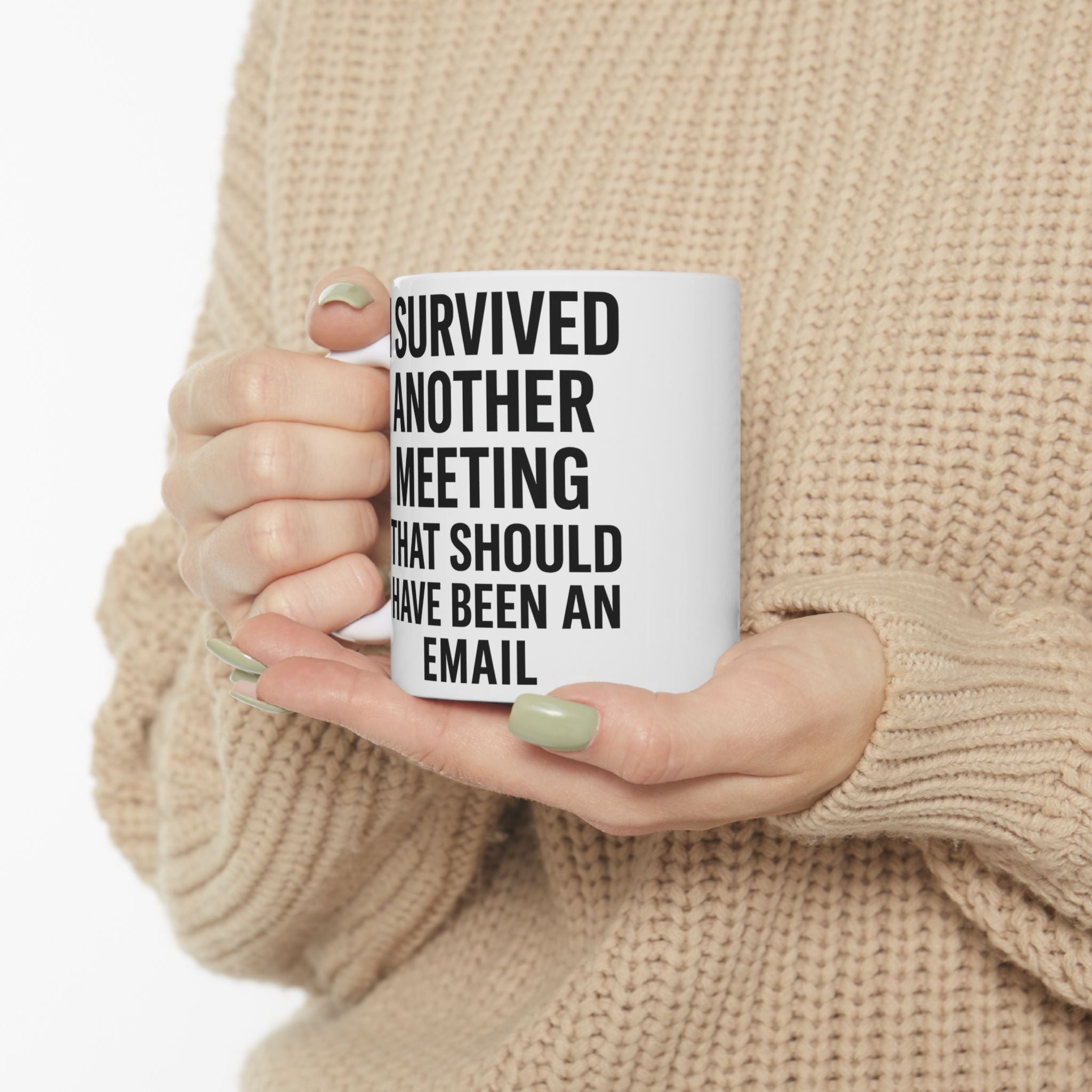 Meeting Survival Ceramic Coffee Mug for Coffee Lovers, Gift for Friends, Funny Mug, 11oz or 15oz, Perfect for Birthdays, Office