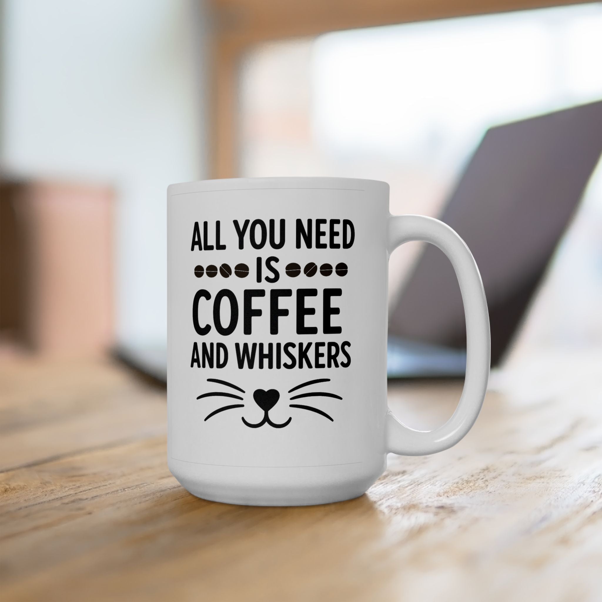 Coffee and Whiskers, Cat Lover Coffee Mug, Cozy Cat Mom Cup, Cute Gift for Pet Owners, Cat & Coffee Mug