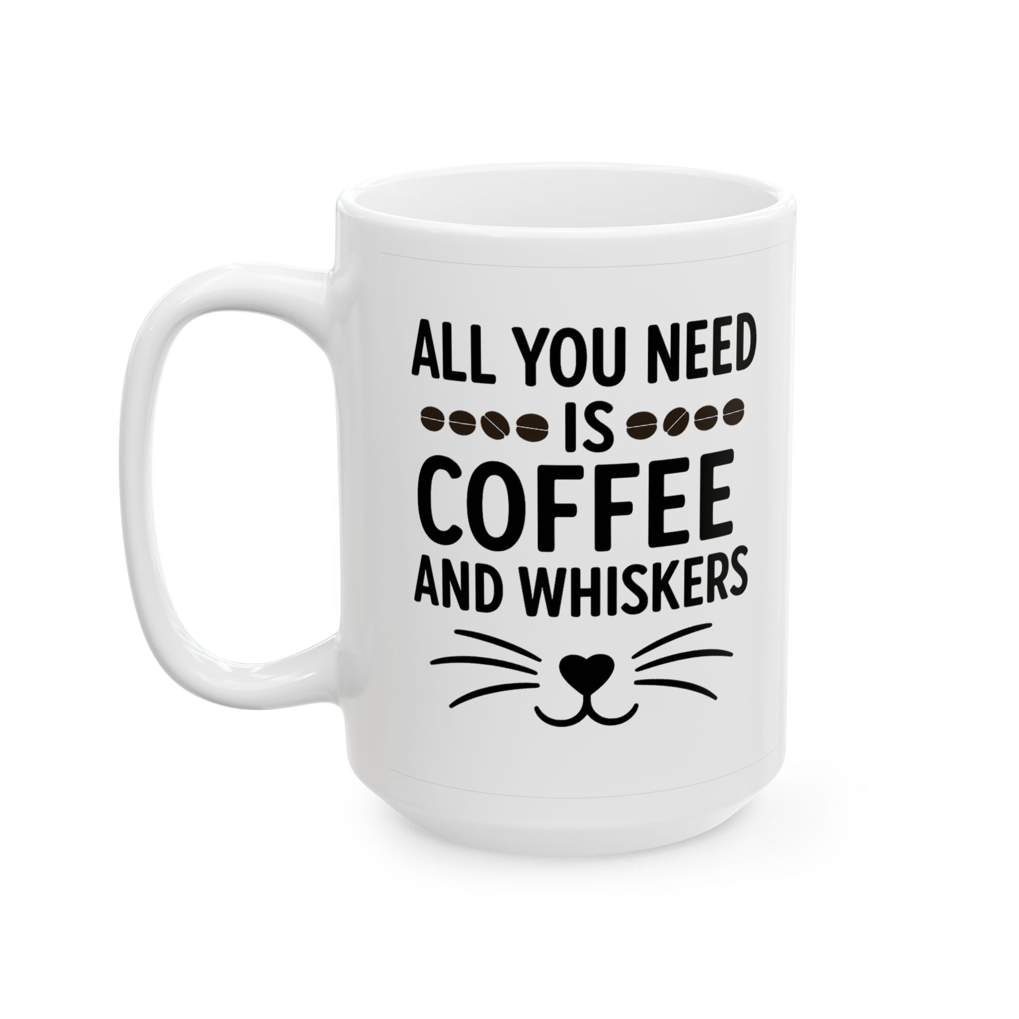 Coffee and Whiskers, Cat Lover Coffee Mug, Cozy Cat Mom Cup, Cute Gift for Pet Owners, Cat & Coffee Mug