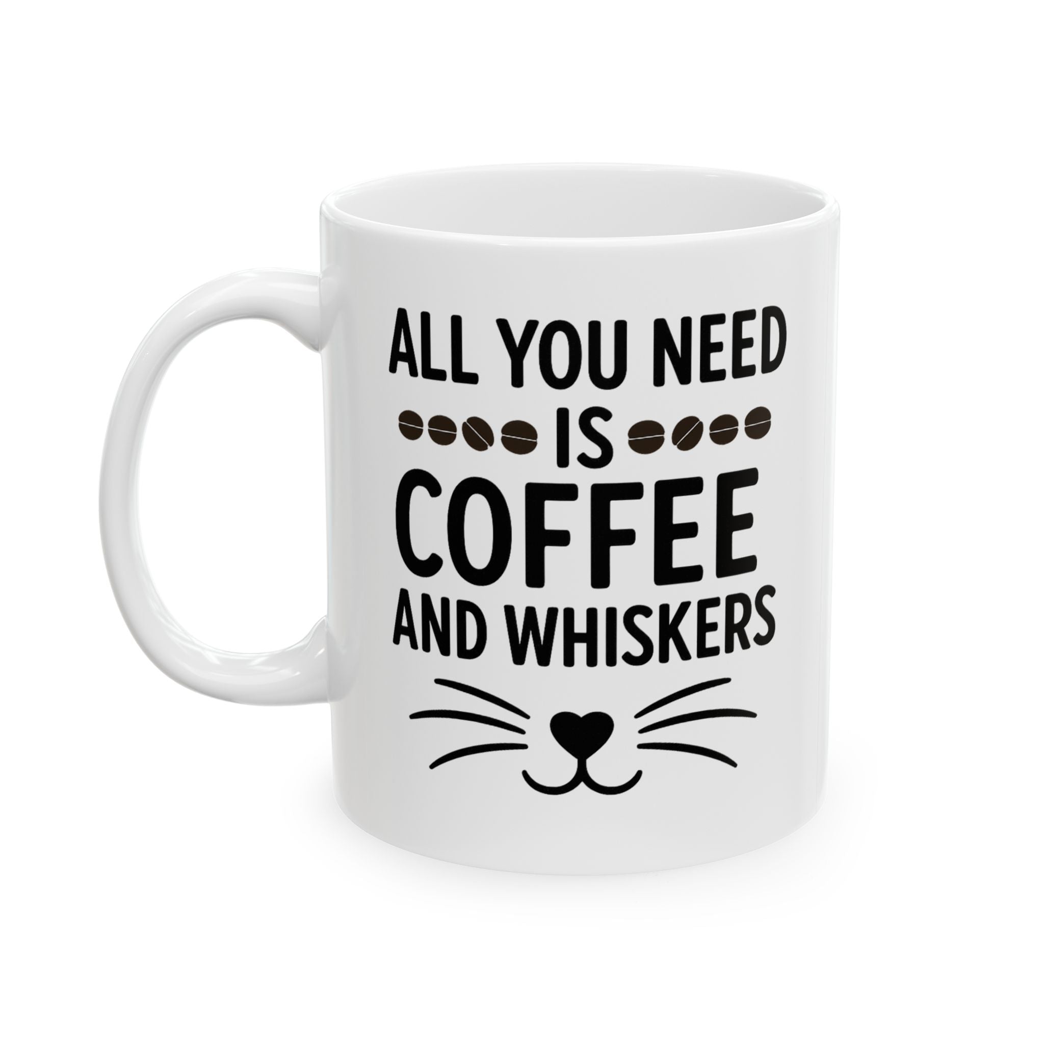 Coffee and Whiskers, Cat Lover Coffee Mug, Cozy Cat Mom Cup, Cute Gift for Pet Owners, Cat & Coffee Mug